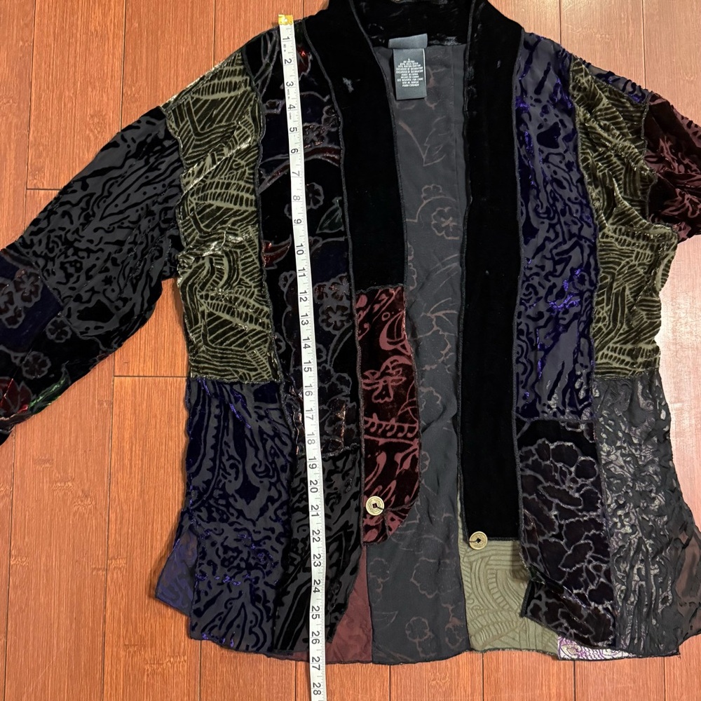 Dressbarn Multicolor Silk Blend Burnout Velvet Cardigan - Picture 6 of 8